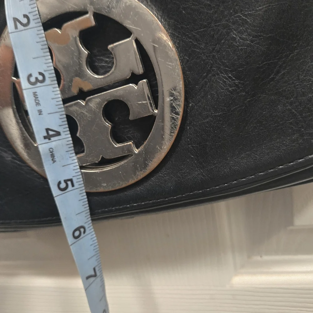 Tory Burch Reva Flap Chain Leather Logo Crossbody Bag